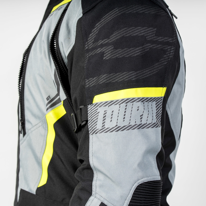 Geacă de motocicletă Ozone Tour III negru-gri-galben-fluo