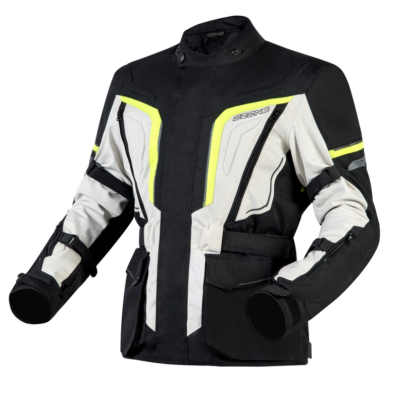 Geacă de motocicletă Ozone Sahara negru-gri-gri-galben-fluo lichidare