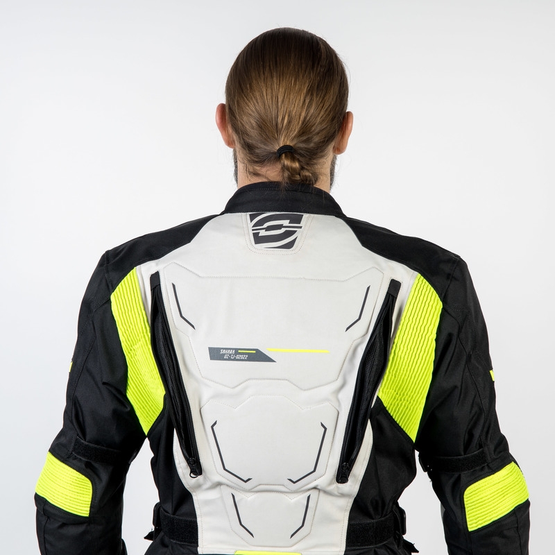 Geacă de motocicletă Ozone Sahara negru-gri-gri-galben-fluo lichidare