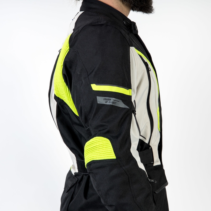 Geacă de motocicletă Ozone Sahara negru-gri-gri-galben-fluo lichidare