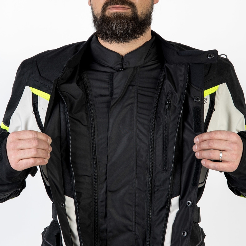 Geacă de motocicletă Ozone Sahara negru-gri-gri-galben-fluo lichidare