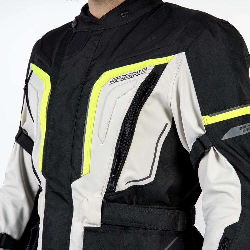 Geacă de motocicletă Ozone Sahara negru-gri-gri-galben-fluo lichidare