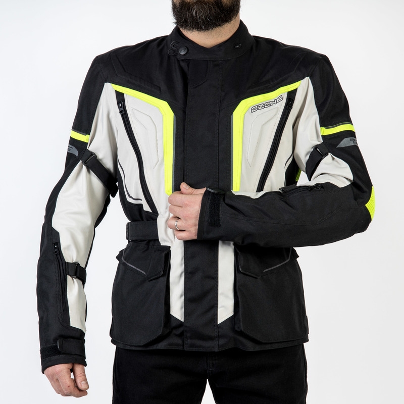 Geacă de motocicletă Ozone Sahara negru-gri-gri-galben-fluo lichidare