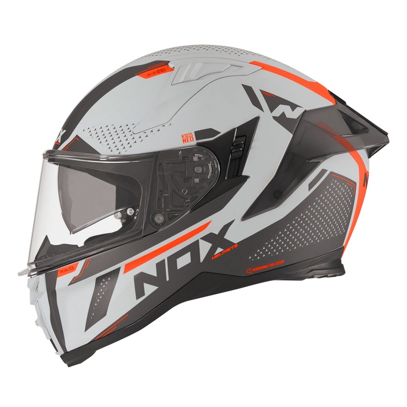 Cască integrală pentru motociclete NOX N303-S Neo gri-fluo portocaliu lichidare