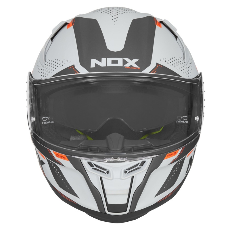 Cască integrală pentru motociclete NOX N303-S Neo gri-fluo portocaliu lichidare