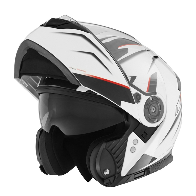 Cască de motociclist NOX N965 Supra albă și roșie