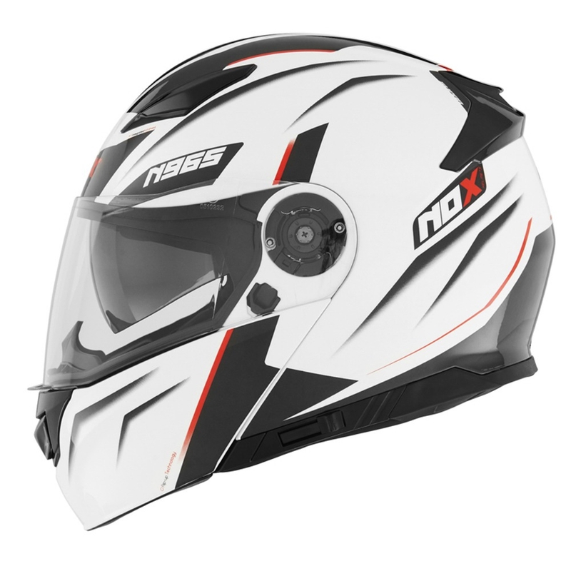 Cască de motociclist NOX N965 Supra albă și roșie