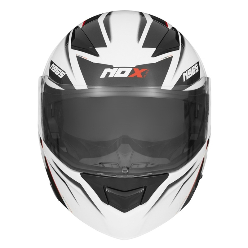 Cască de motociclist NOX N965 Supra albă și roșie