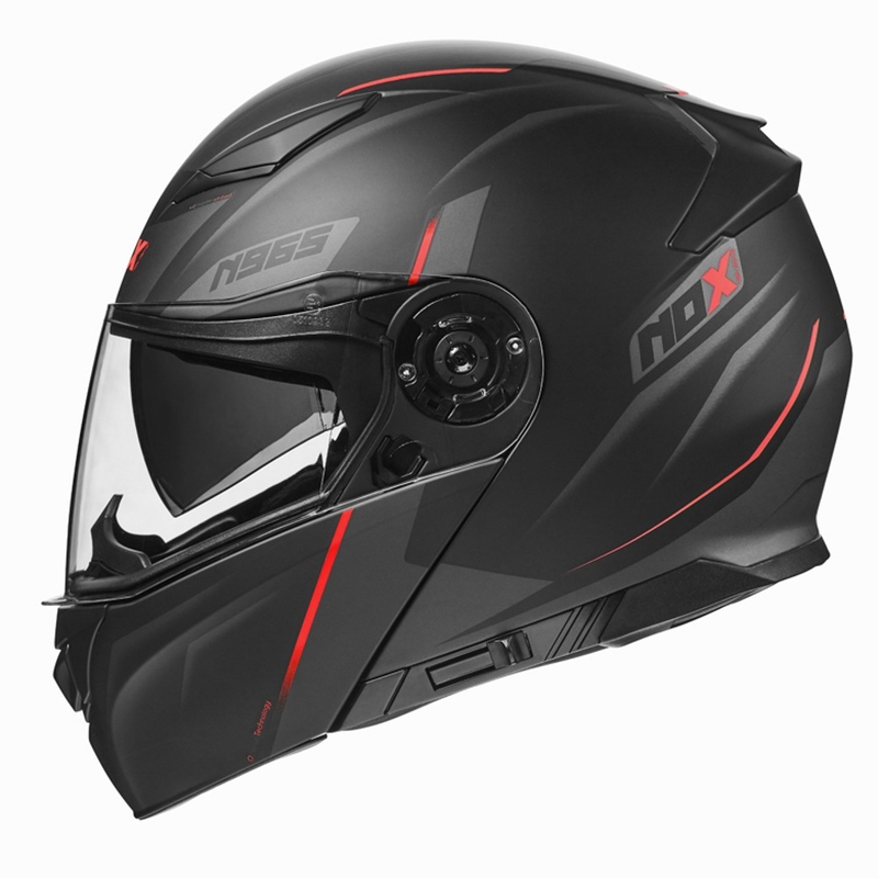 Cască de motociclist NOX N965 Supra negru și roșu