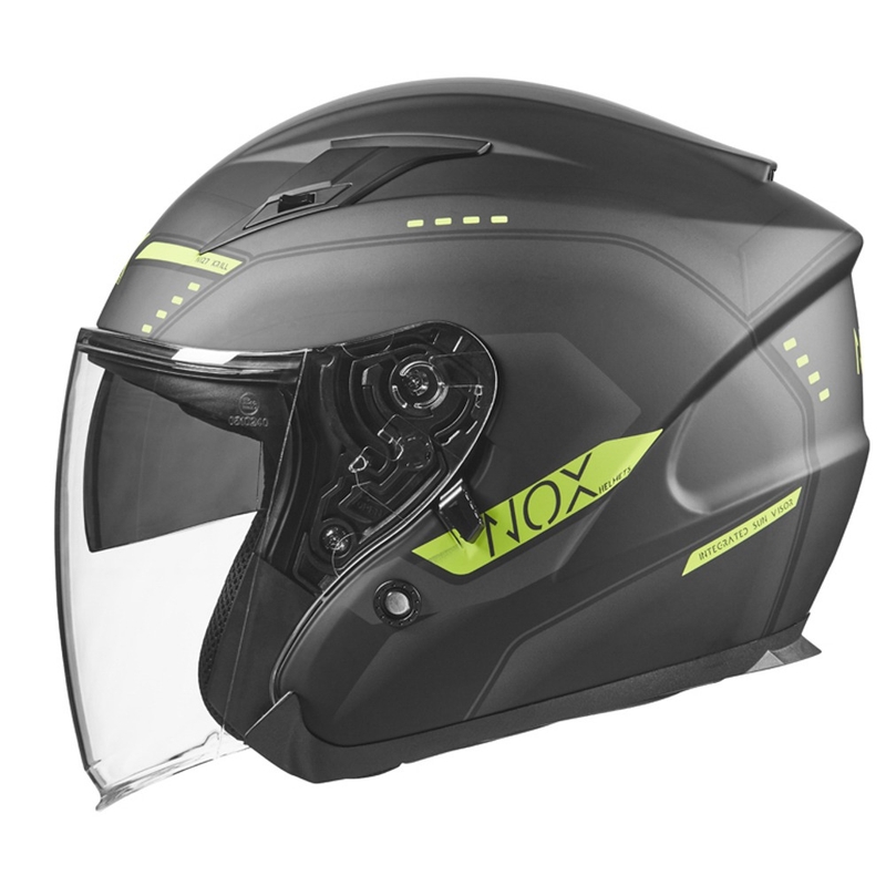 Cască de motocicletă deschisă NOX N128 Krill negru-galben-fluo