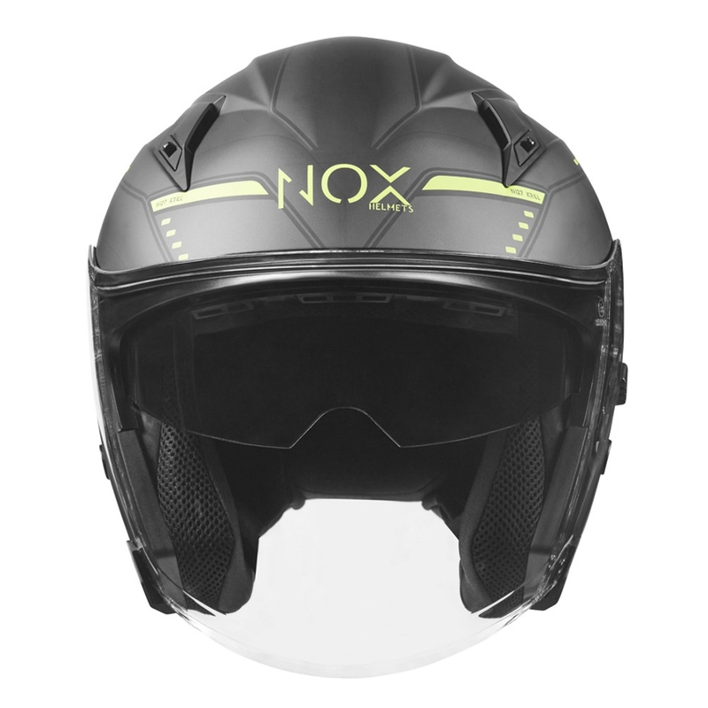 Cască de motocicletă deschisă NOX N128 Krill negru-galben-fluo