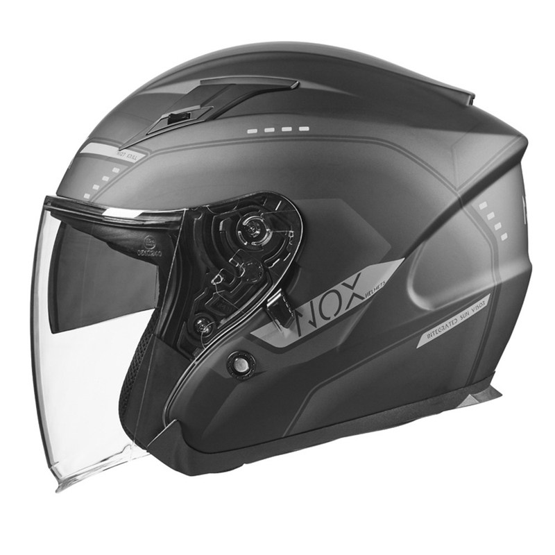 Cască de motocicletă deschisă NOX N128 Krill negru-titan lichidare