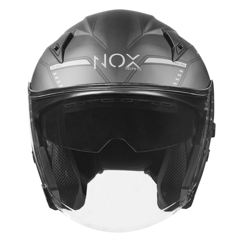 Cască de motocicletă deschisă NOX N128 Krill negru-titan lichidare