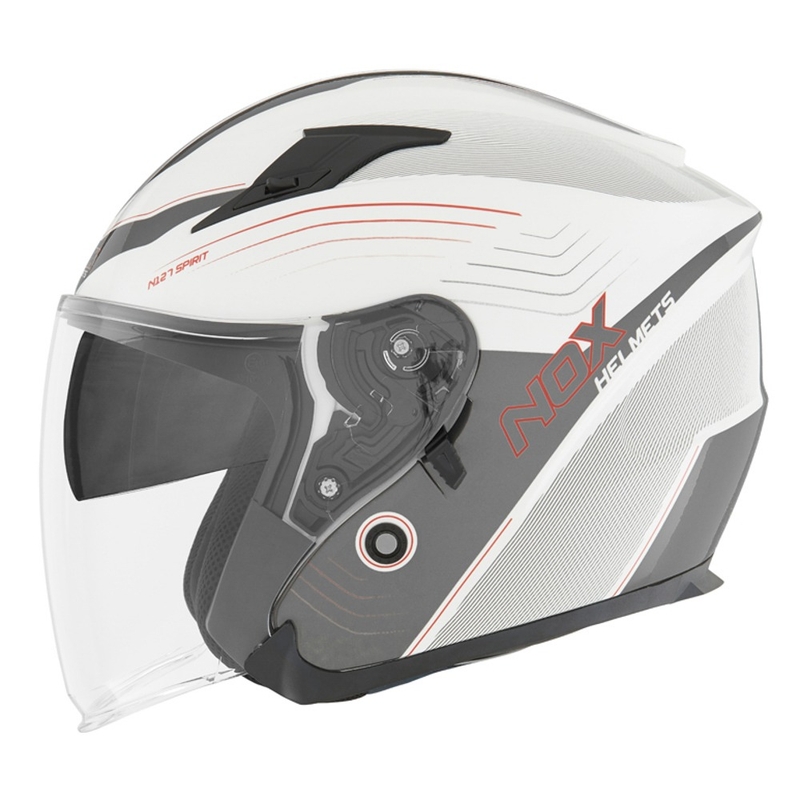 Cască de motocicletă deschisă NOX N128 Spirit alb-roșu