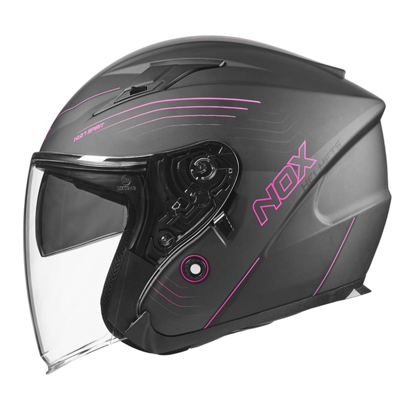 Cască de motocicletă deschisă NOX N128 Spirit negru și roz