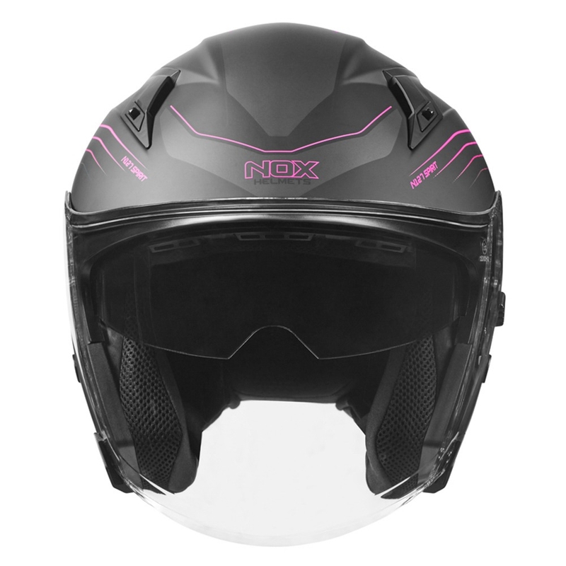 Cască de motocicletă deschisă NOX N128 Spirit negru și roz