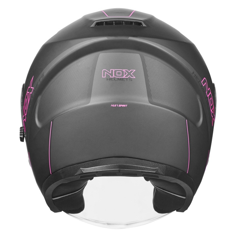 Cască de motocicletă deschisă NOX N128 Spirit negru și roz