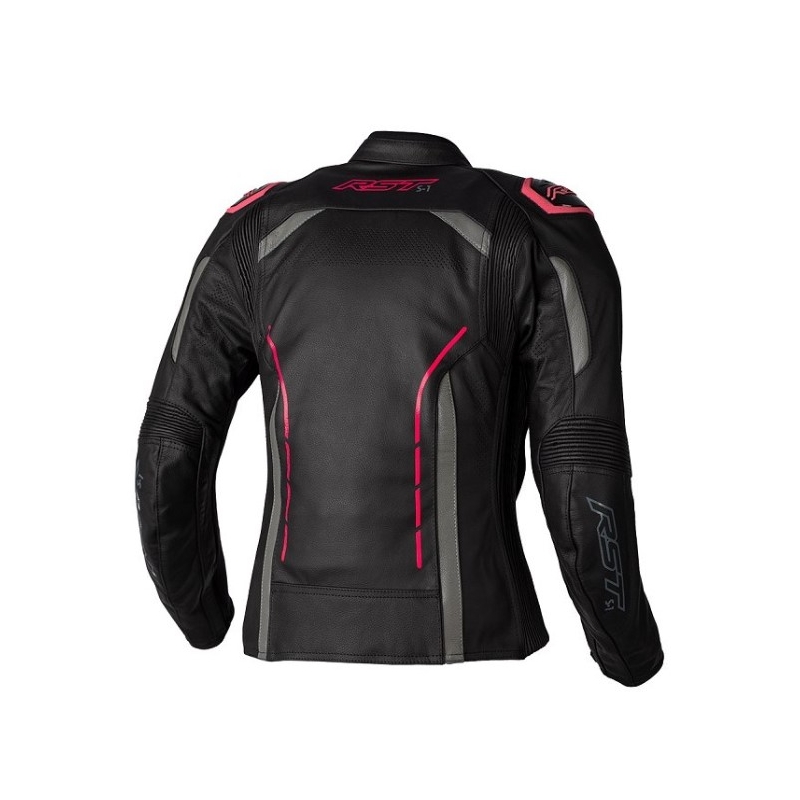 Jachetă de motocicletă din piele pentru femei RST S1 CE negru-gri-roz lichidare