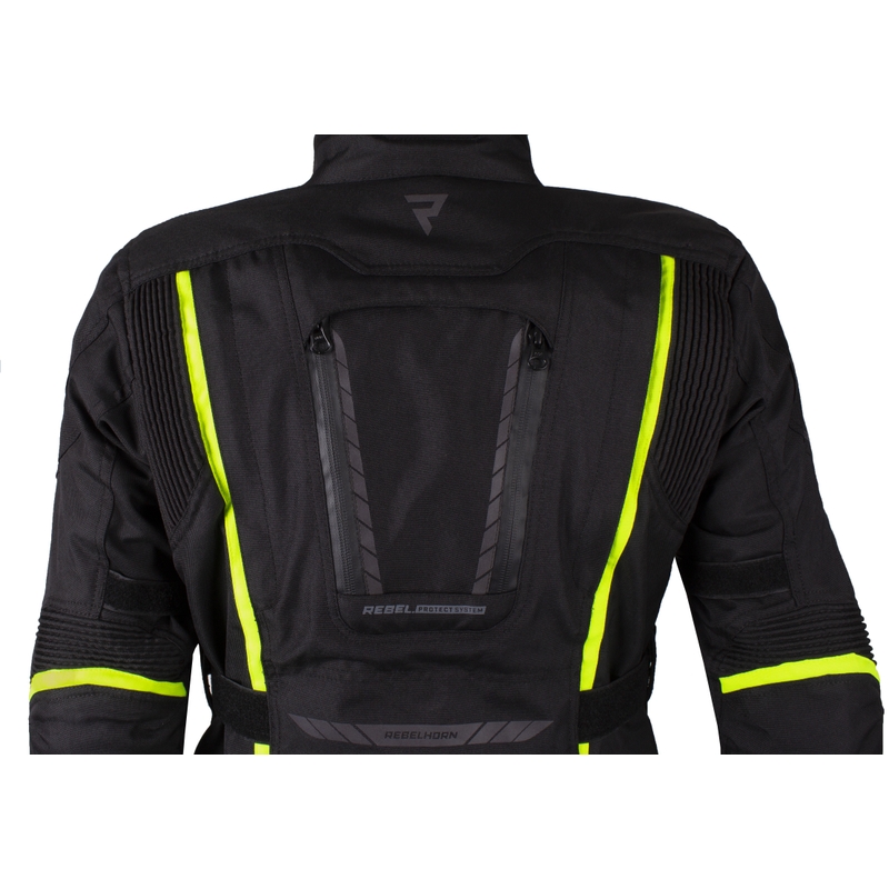 Jachetă moto pentru femei Rebelhorn Hiker III negru-galben-fluo lichidare