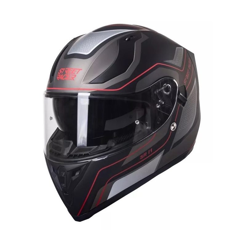 Cască moto integrală Street Racer SR I1 negru-gri-roșu