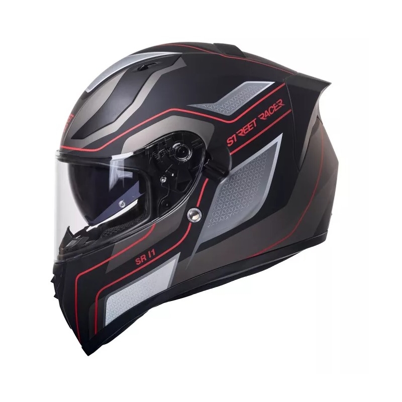 Cască moto integrală Street Racer SR I1 negru-gri-roșu