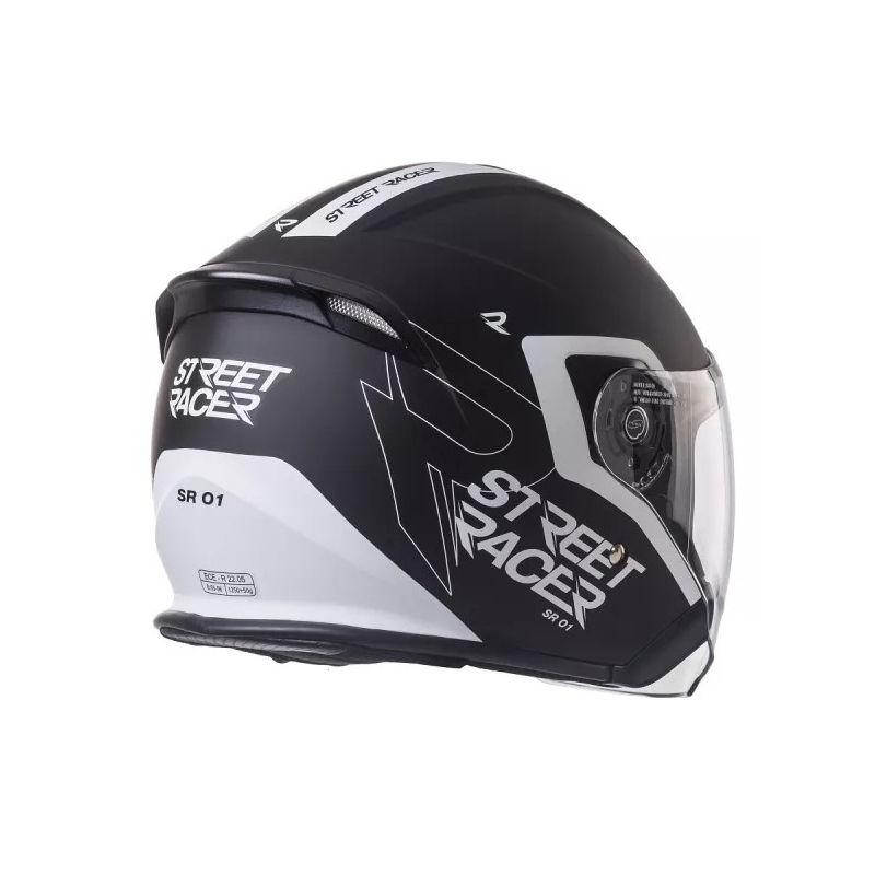 Cască moto open-face Street Racer SR 01 negru-alb