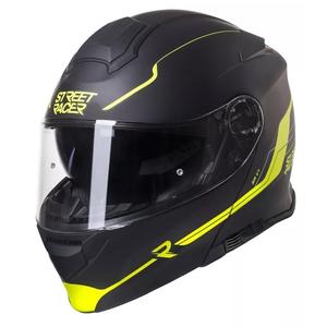 Cască moto modulabilă Street Racer SR V1 negru-galben fluorescent