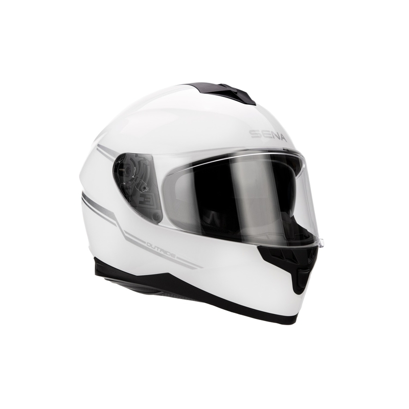 Cască de motocicletă cu cască de protecție SENA Outride alb lucios