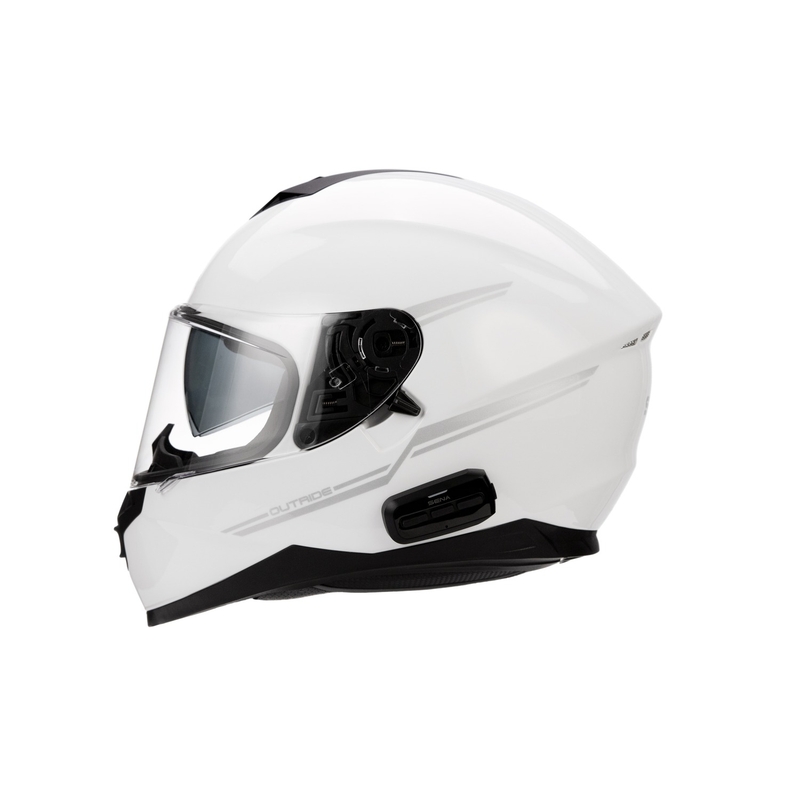 Cască de motocicletă cu cască de protecție SENA Outride alb lucios