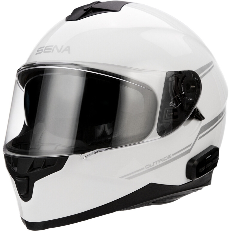 Cască de motocicletă cu cască de protecție SENA Outride alb lucios