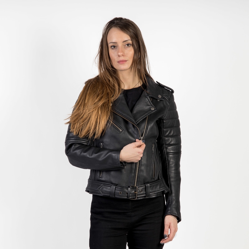 Ozone Ramones Modern Jacheta de motocicletă pentru femei Ramones Modern Negru lichidare