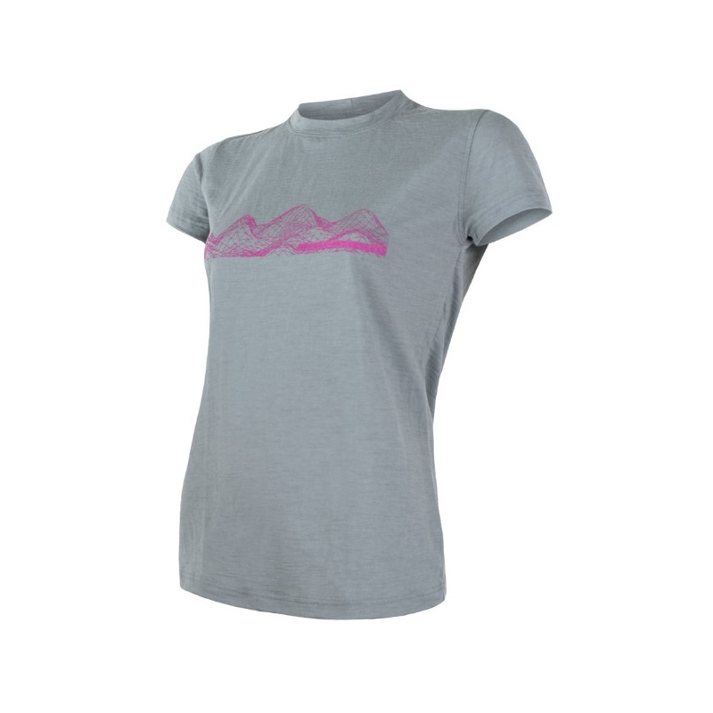 Tricou funcțional pentru femei Sensor Merino Active PT Mountains Gri - mânecă scurtă lichidare