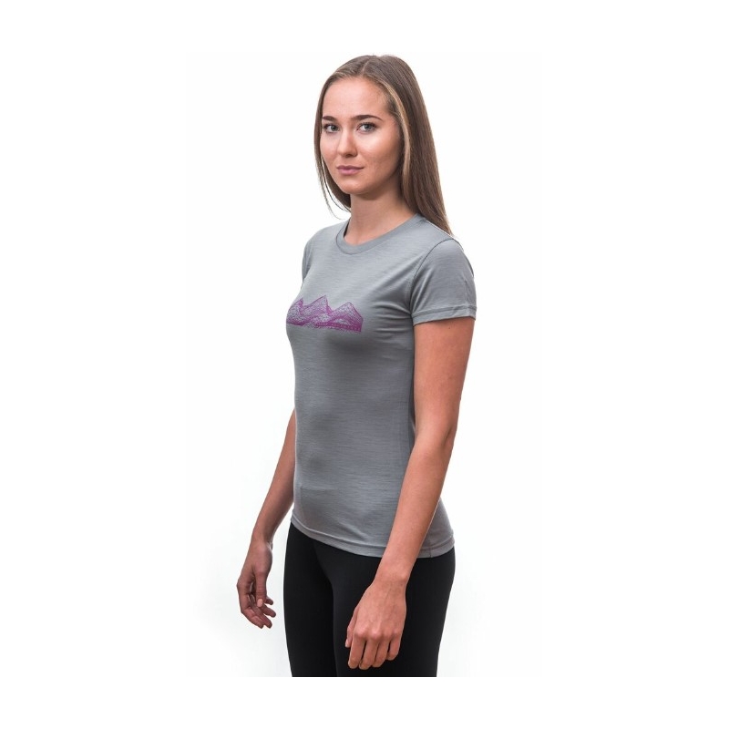 Tricou funcțional pentru femei Sensor Merino Active PT Mountains Gri - mânecă scurtă lichidare