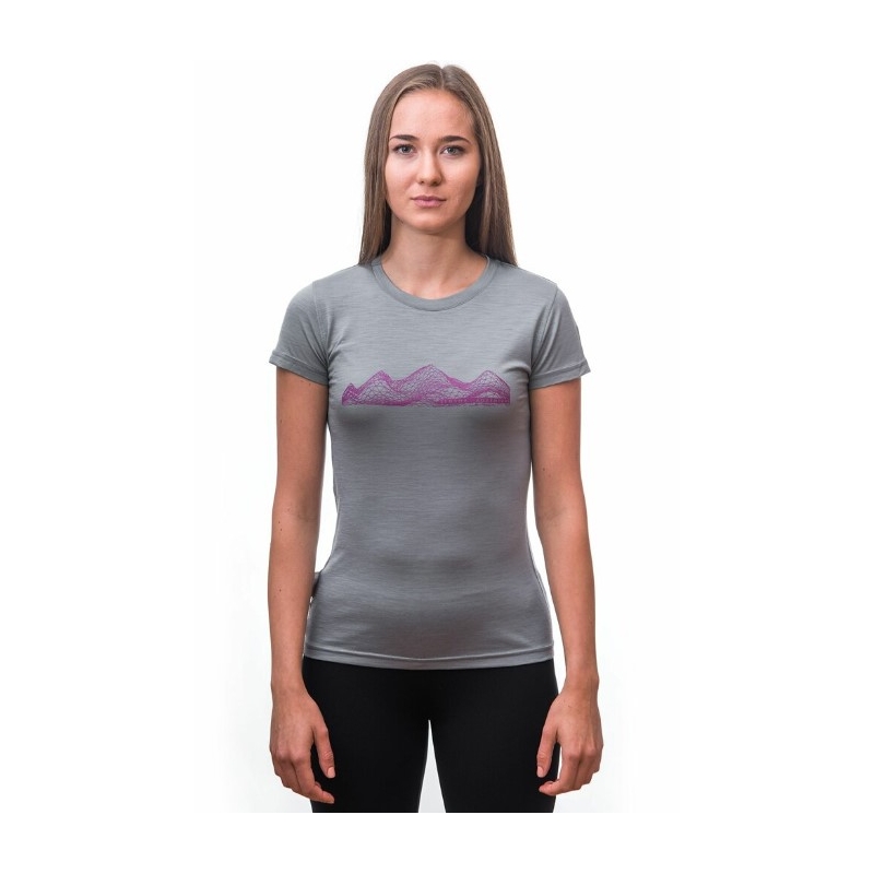 Tricou funcțional pentru femei Sensor Merino Active PT Mountains Gri - mânecă scurtă lichidare