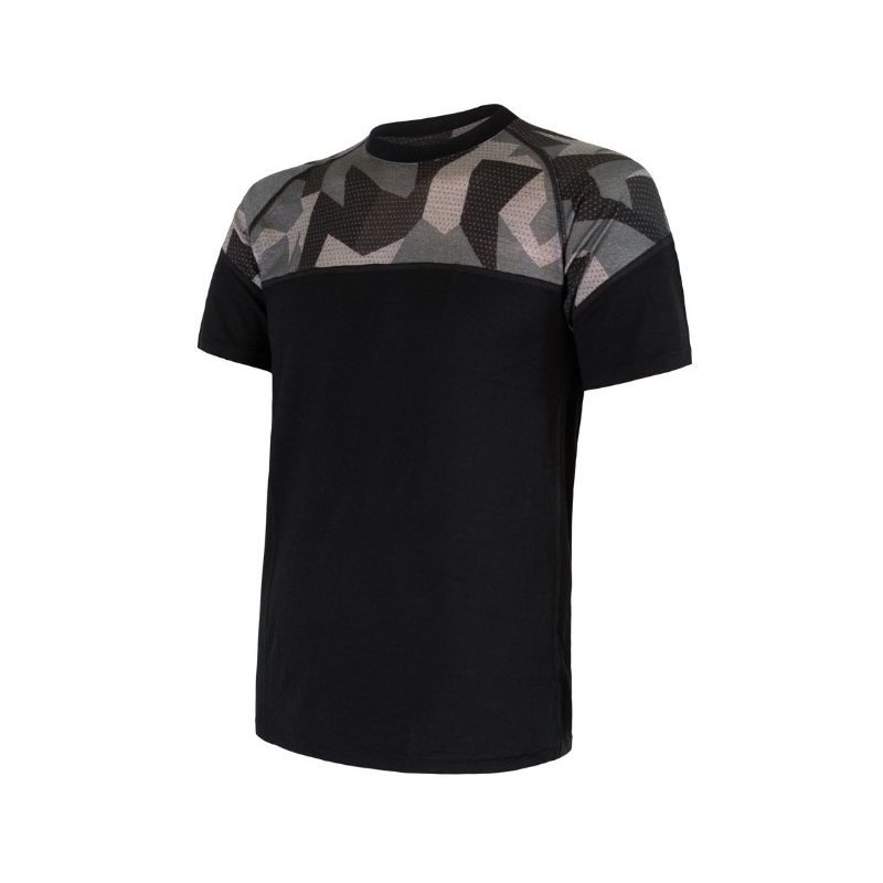 Cămașă termică pentru bărbați Sensor Merino Impress black-mask - mânecă scurtă lichidare