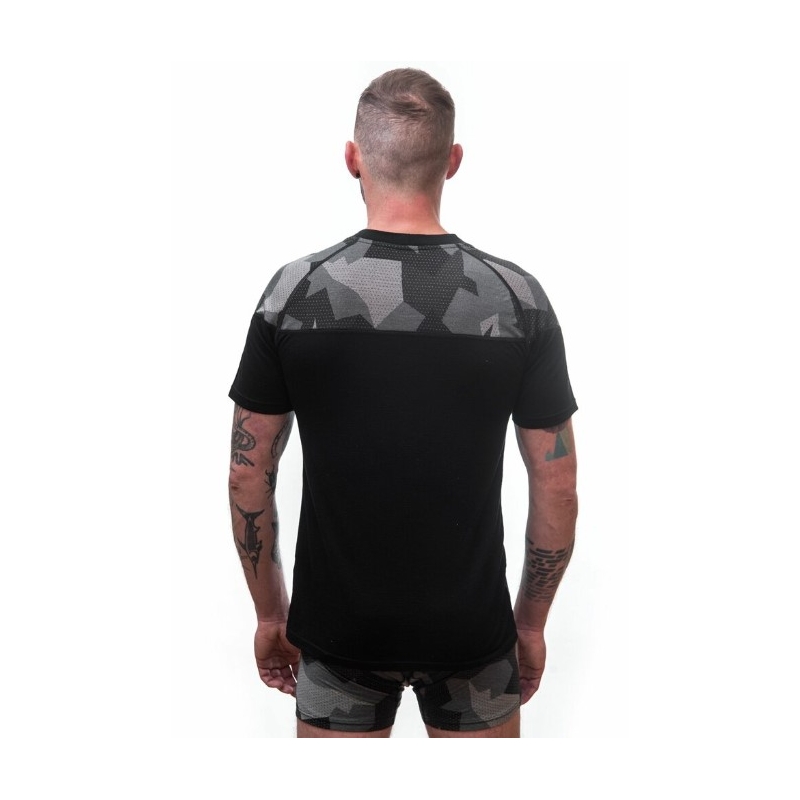 Cămașă termică pentru bărbați Sensor Merino Impress black-mask - mânecă scurtă lichidare