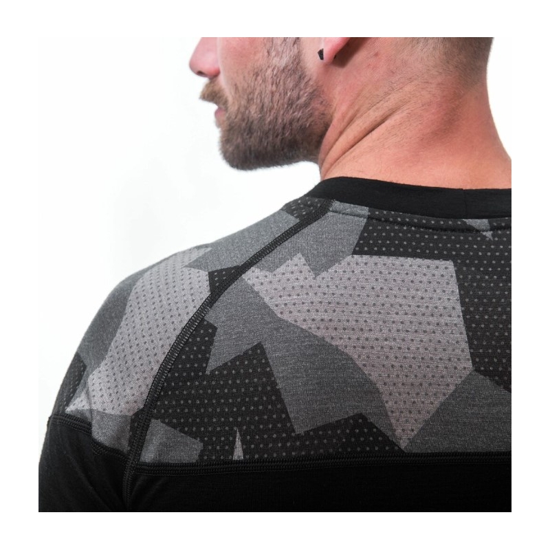 Cămașă termică pentru bărbați Sensor Merino Impress black-mask - mânecă scurtă lichidare