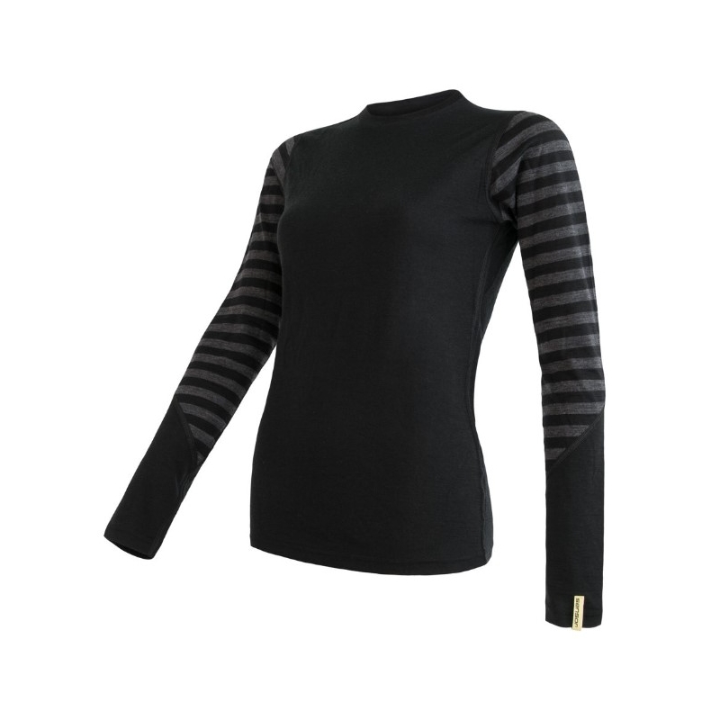 Cămașă funcțională pentru femei Sensor Merino Active negru-cenușiu -  cu mânecă lungă lichidare