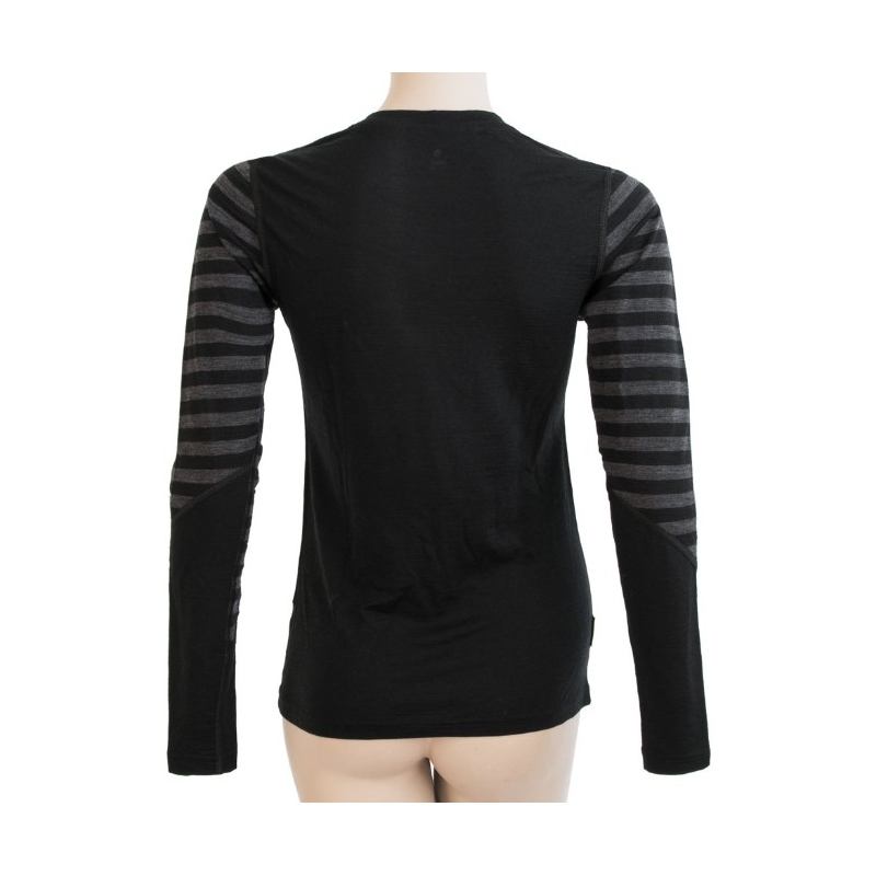 Cămașă funcțională pentru femei Sensor Merino Active negru-cenușiu -  cu mânecă lungă lichidare