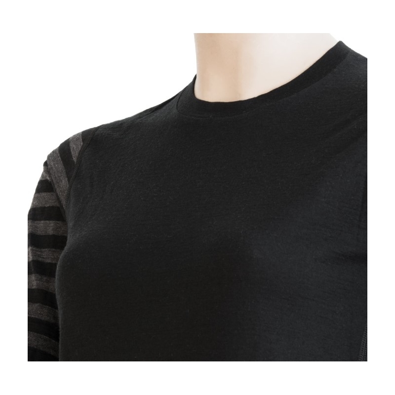 Cămașă funcțională pentru femei Sensor Merino Active negru-cenușiu -  cu mânecă lungă lichidare