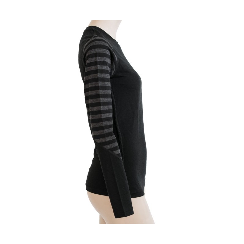 Cămașă funcțională pentru femei Sensor Merino Active negru-cenușiu -  cu mânecă lungă lichidare
