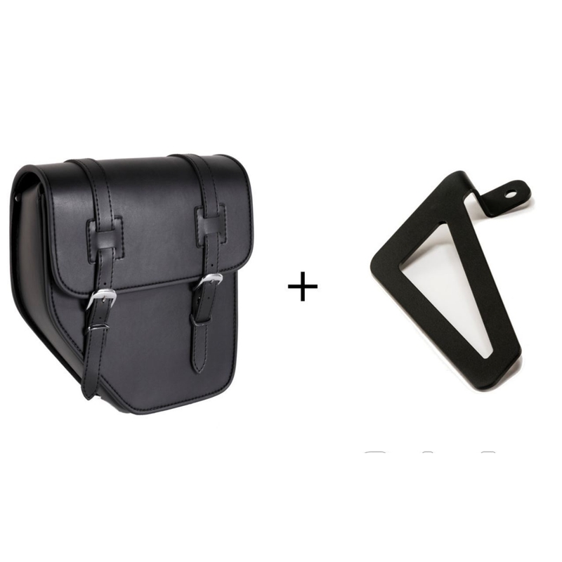 Leather saddlebag CUSTOMACCES IBIZA Negru right, with universal support