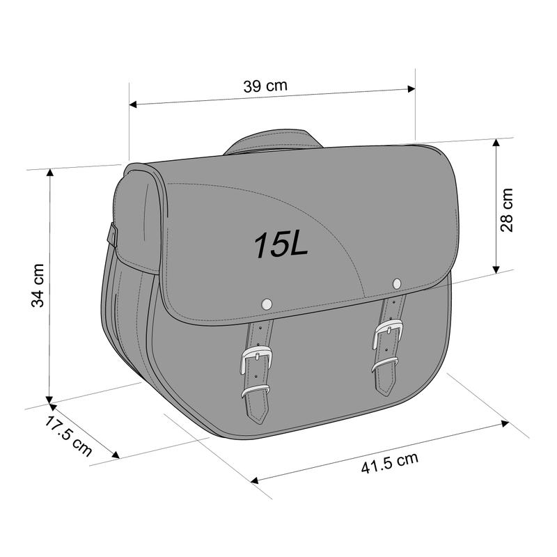 Leather saddlebag CUSTOMACCES SANT LOUIS Negru right, with metal base right side and right fitting kit