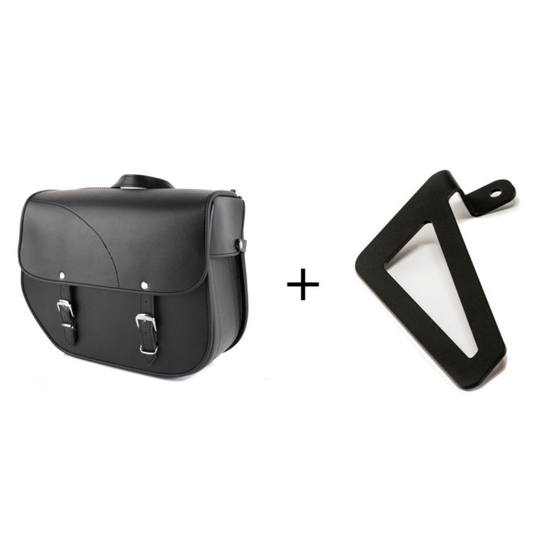Leather saddlebag CUSTOMACCES SANT LOUIS Negru right, with universal support