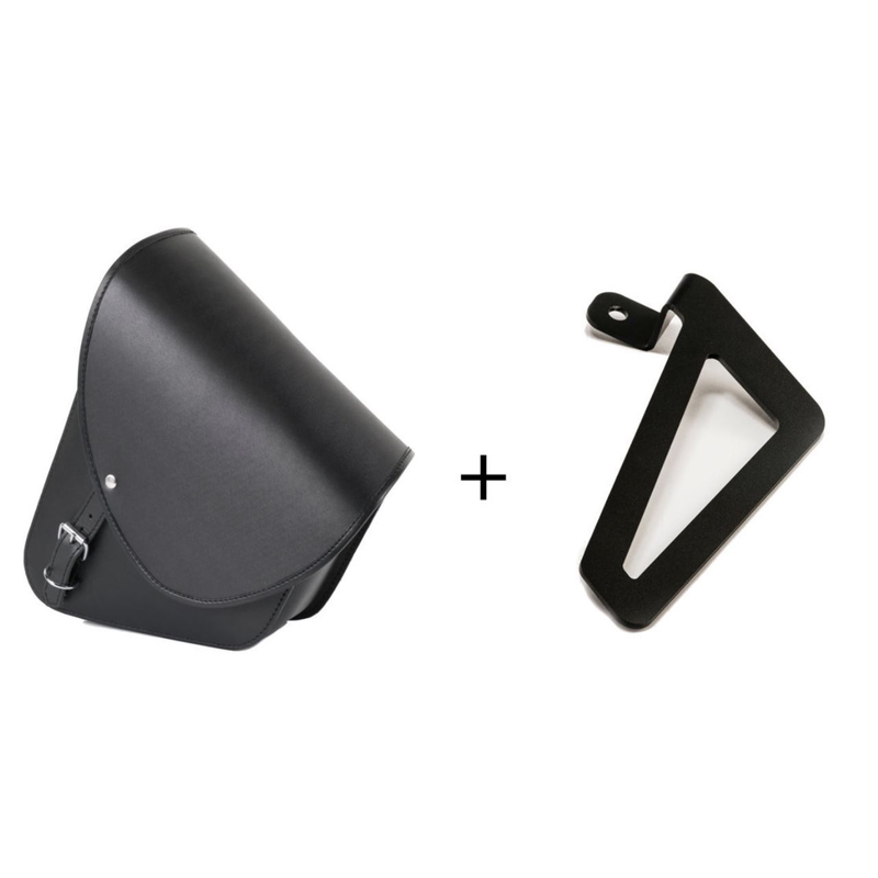 Leather saddlebag CUSTOMACCES BARCELONA Negru left, with universal support
