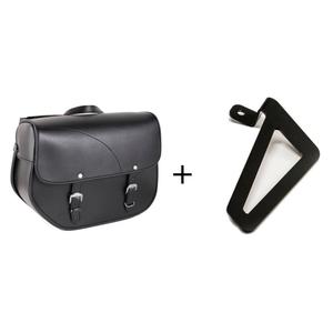 Leather saddlebag CUSTOMACCES SANT LOUIS APS005N Negru left, with universal support