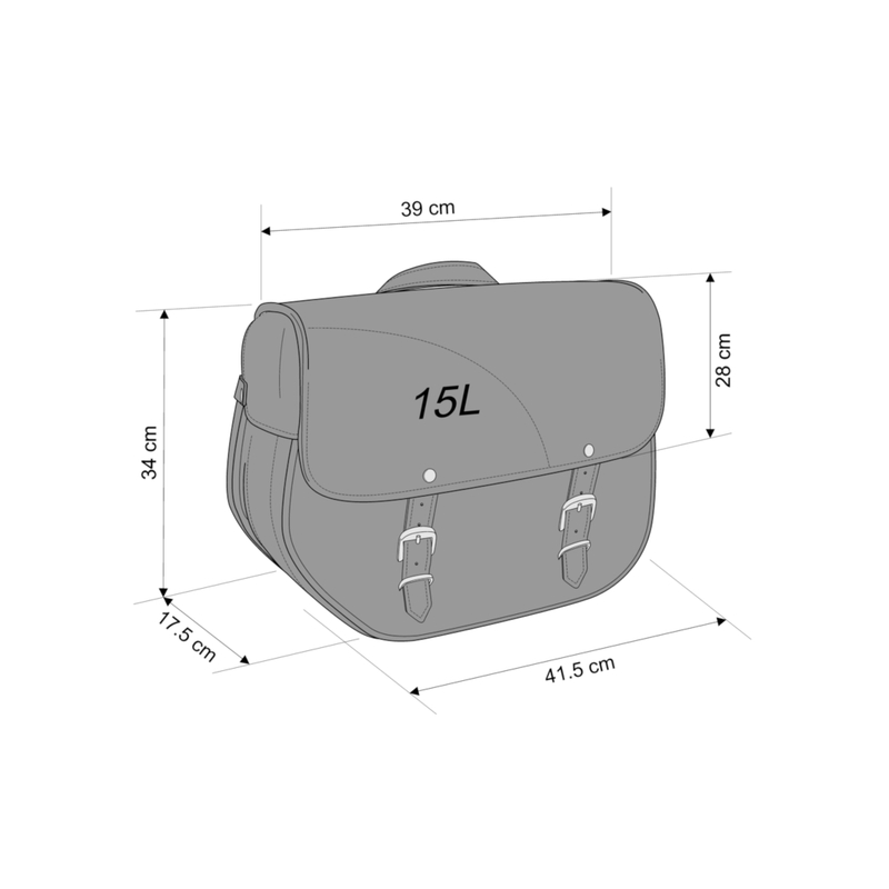 Leather saddlebag CUSTOMACCES SANT LOUIS Negru left, with universal support