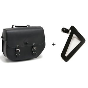 Leather saddlebag CUSTOMACCES SANT LOUIS APS012N Negru left, with metal base left side and left fitting kit