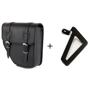 Leather saddlebag CUSTOMACCES IBIZA APM002N Negru left, with universal support