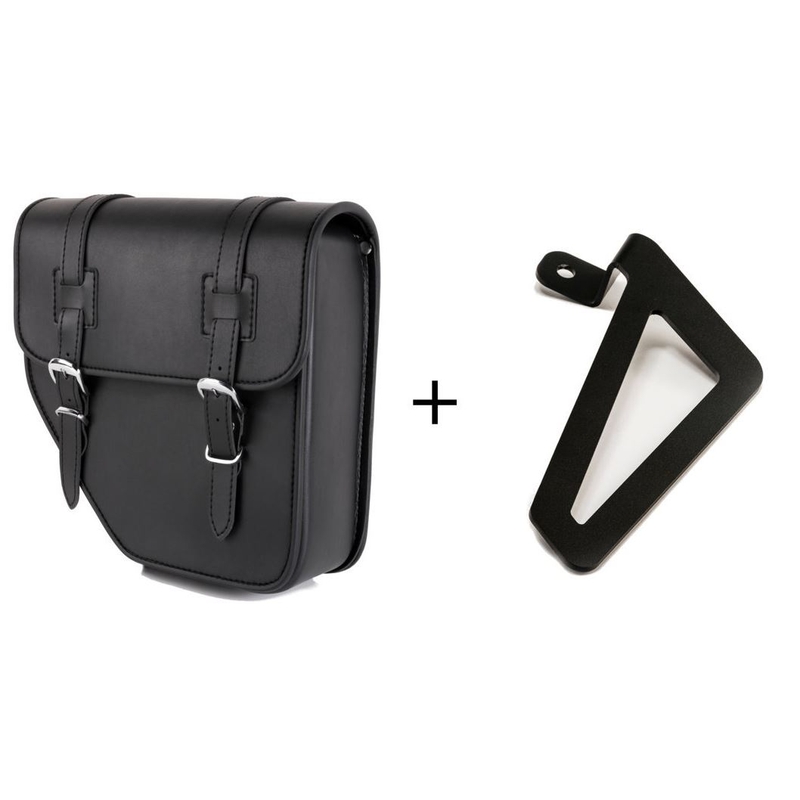 Leather saddlebag CUSTOMACCES IBIZA Negru left, with universal support